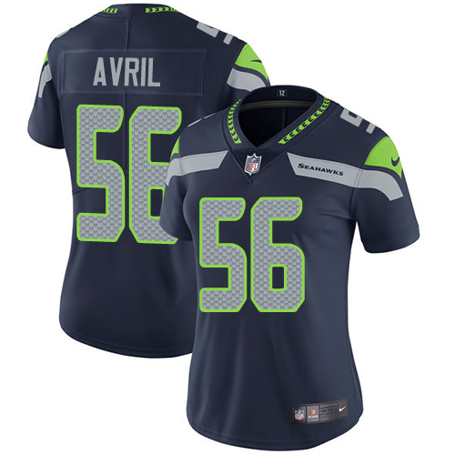 Nike Seahawks #56 Cliff Avril Steel Blue Team Color Women's Stitched NFL Vapor Untouchable Limited Jersey - Click Image to Close